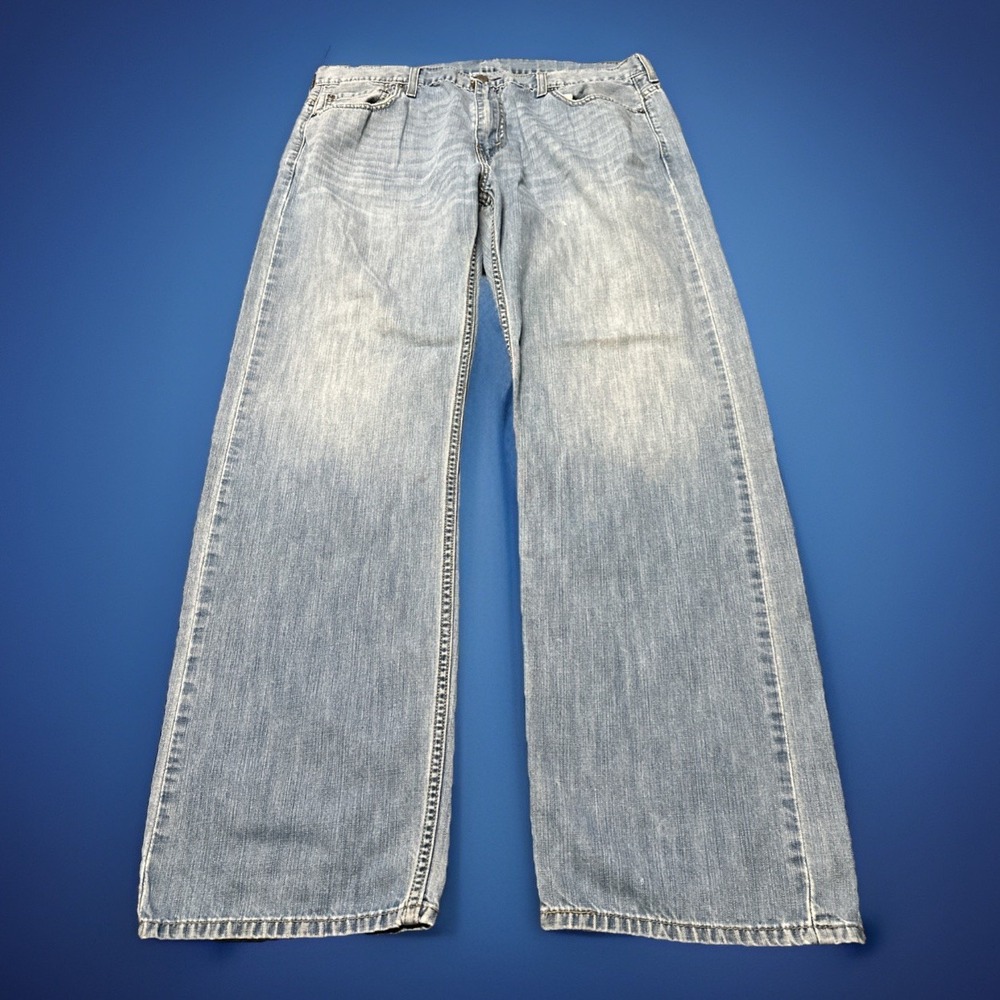 Levis 569 Jeans Blue Light Wash Loose Straight Leg Baggy 36x34 (fits 38x32)